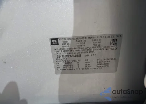 2016 Cadillac Srx Luxury Collection from USA, damaged, VIN 3GYFNEE33GS541553